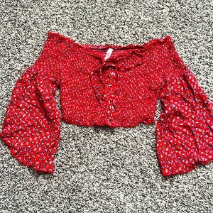 Cropped red blouse